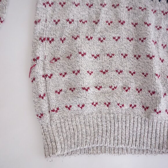 Vintage American Spirit Gray Wool Blend Fair Isle Cabincore Eclectic Sweater L - Picture 6 of 10